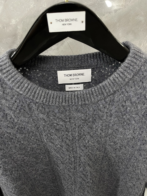 トムブラウン レディース透かし編みケーブルニットプルオーバーセーター