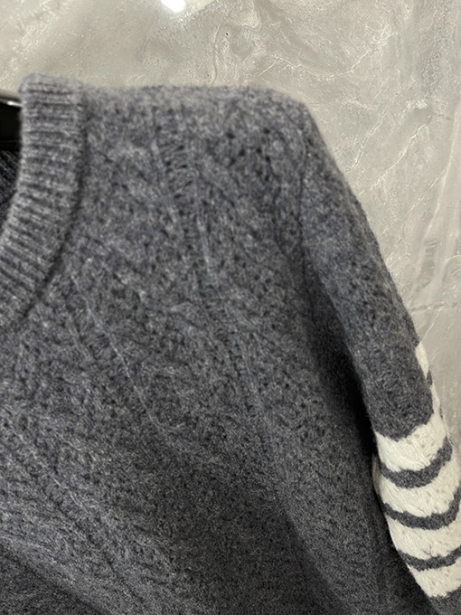 トムブラウン レディース透かし編みケーブルニットプルオーバーセーター