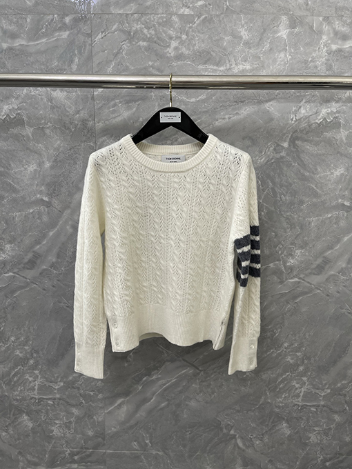 トムブラウン レディース透かし編みケーブルニットプルオーバーセーター