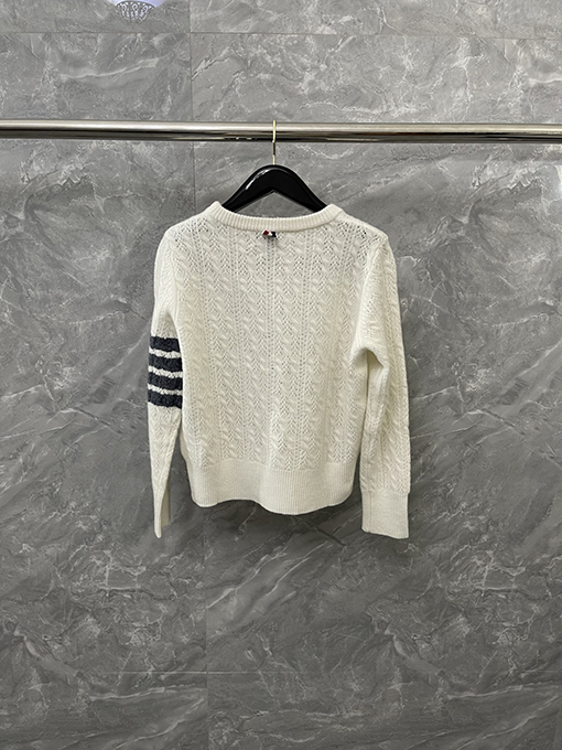 トムブラウン レディース透かし編みケーブルニットプルオーバーセーター