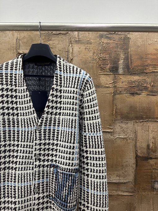 ルイヴィトン チェック柄ニットカーディガン