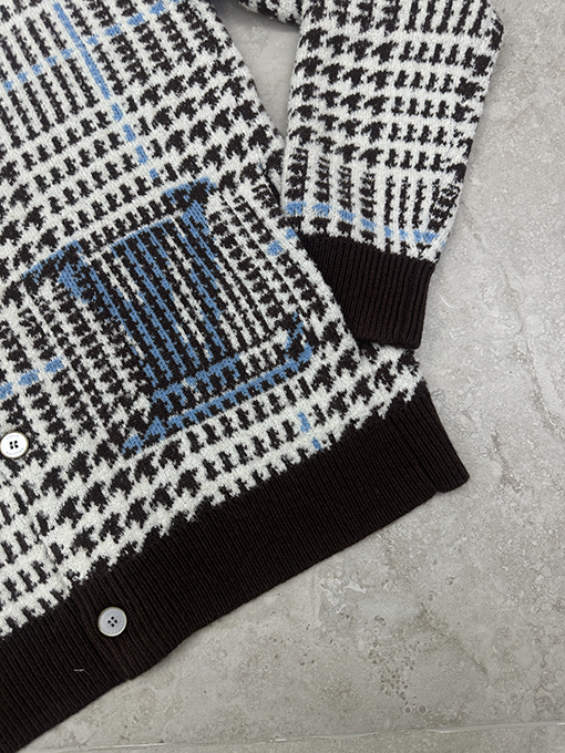 ルイヴィトン チェック柄ニットカーディガン