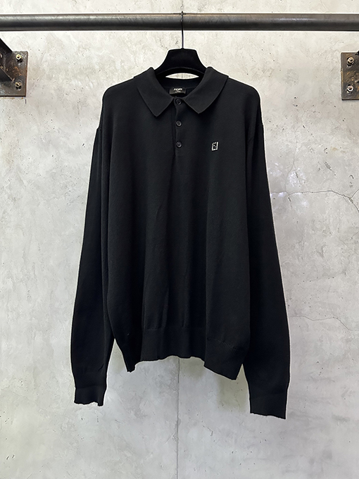 フェンディコピー ダブルFプリントメタルロゴニットポロシャツ