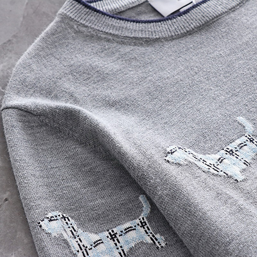 トムブラウン 子犬プリントのジャカードウールクルーネックセーター