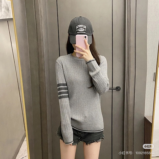 トムブラウン ストライプ柄クルーネック4本ストライプ長袖セーター