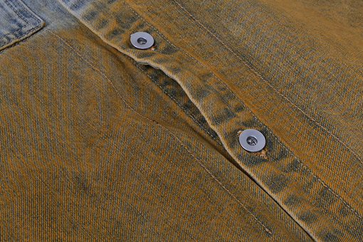 リックオウエンス グラデーションイエローのウォッシュダメージデニムジャケット