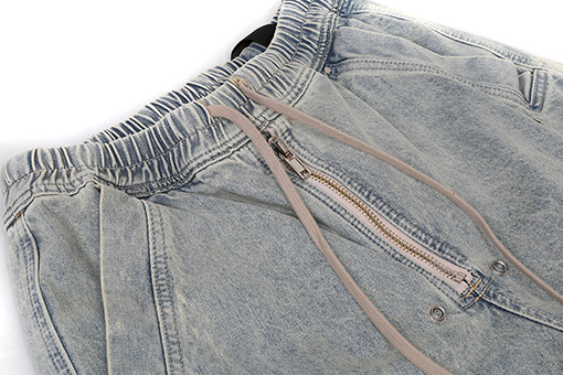 リックオウエンス ウォッシュダメージ破れしたグラデーションイエローのワイドレッグワークウェアジーンズ