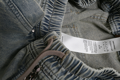 リックオウエンス ウォッシュダメージ破れしたグラデーションイエローのワイドレッグワークウェアジーンズ