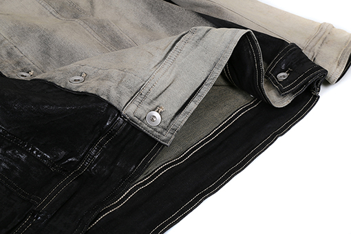 リックオウエンススーパーコピー 不規則なカットのパッチワークコーティングジャケット