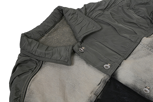 リックオウエンススーパーコピー 不規則なカットのパッチワークコーティングジャケット