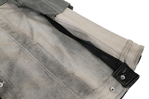 リックオウエンススーパーコピー 不規則なカットのパッチワークコーティングジャケット