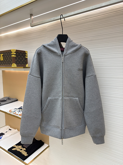 グッチ アップリケ バーンアウト 刺繍 ジップアップ パーカー