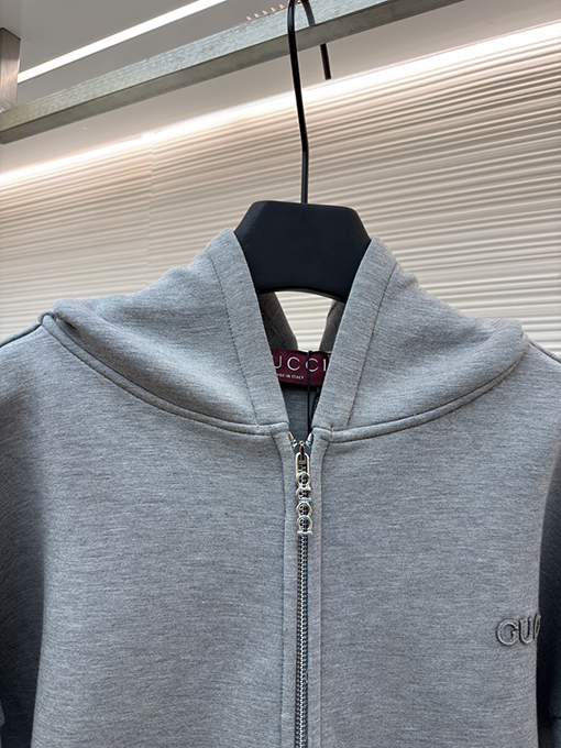 グッチ アップリケ バーンアウト 刺繍 ジップアップ パーカー