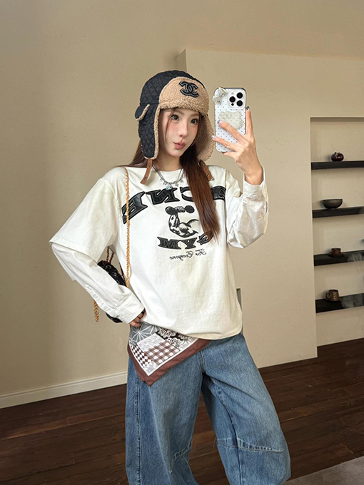 アクネストゥディオズ ACNE GYM ダメージロゴフェイクツーピース長袖シャツ