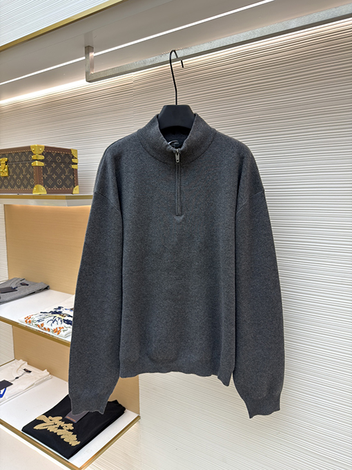 バレンシアガ Balenciaga スタンドカラーハーフジップコットンニットセーター