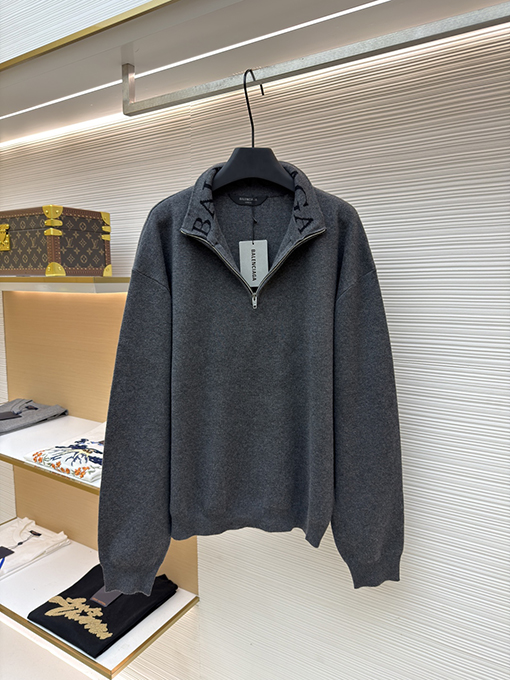 バレンシアガ Balenciaga スタンドカラーハーフジップコットンニットセーター