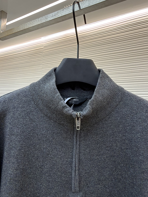 バレンシアガ Balenciaga スタンドカラーハーフジップコットンニットセーター