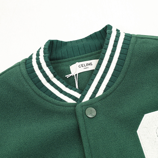 セリーヌ 大きなCのパッチワーク刺繍りベースボールジャケット