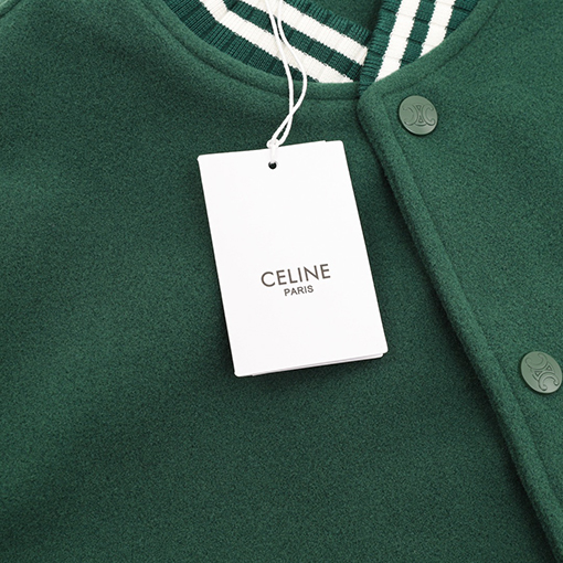 セリーヌ 大きなCのパッチワーク刺繍りベースボールジャケット