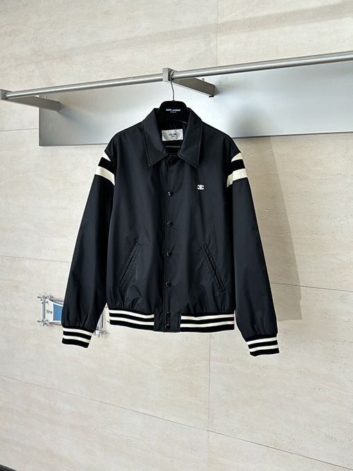 セリーヌ ストライプのカラーブロック凱旋門刺繍りジャケット