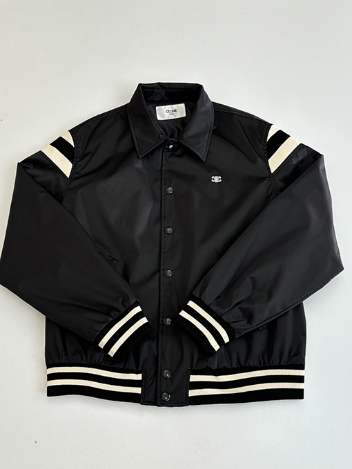 セリーヌ ストライプのカラーブロック凱旋門刺繍りジャケット