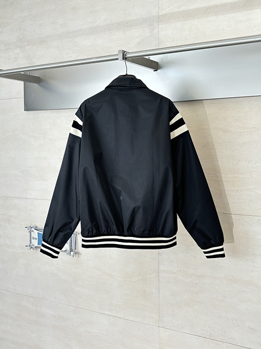 セリーヌ ストライプのカラーブロック凱旋門刺繍りジャケット