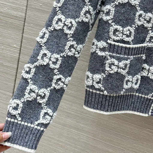 グッチ 新作レディースジャカードクルーネックニットカーディガン