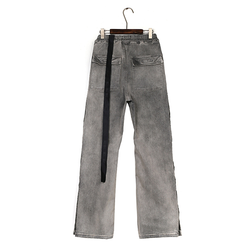 リックオウエンス ウォッシュグレーのダメージボタンダウンジーンズ