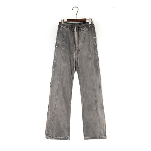リックオウエンス ウォッシュグレーのダメージボタンダウンジーンズ