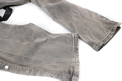 リックオウエンス ウォッシュグレーのダメージボタンダウンジーンズ