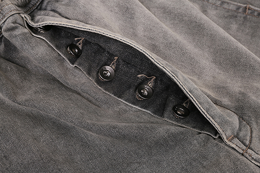 リックオウエンス ウォッシュグレーのダメージボタンダウンジーンズ