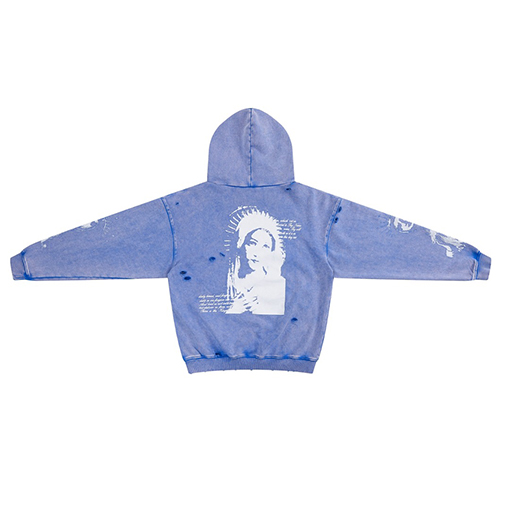 セントマイケル にキャラクターの頭を彩色の古したパーカー