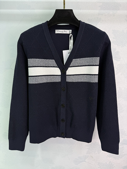 ディオール 新作 カナージュ柄 Vネック 長袖カーディガン
