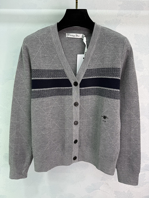 ディオール 新作 カナージュ柄 Vネック 長袖カーディガン