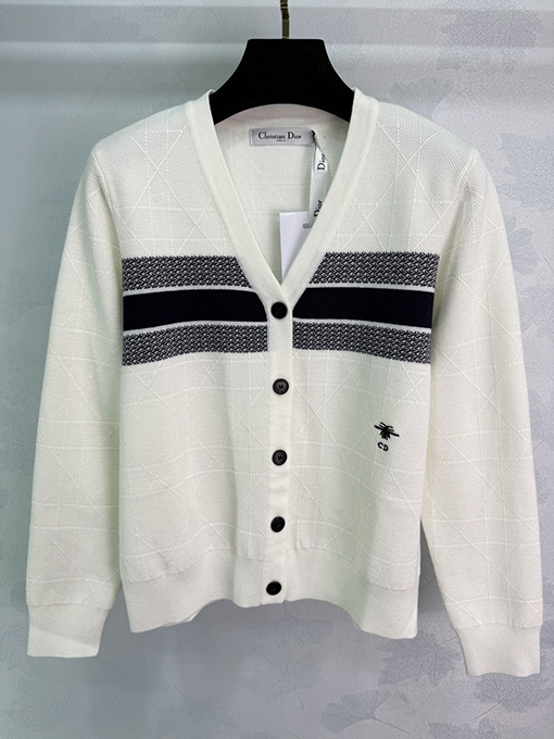 ディオール 新作 カナージュ柄 Vネック 長袖カーディガン