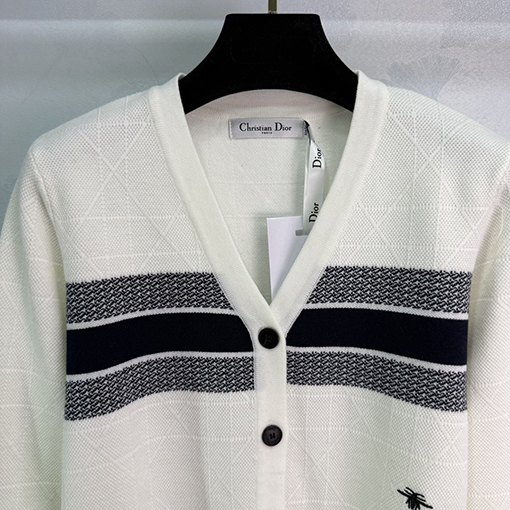 ディオール 新作 カナージュ柄 Vネック 長袖カーディガン