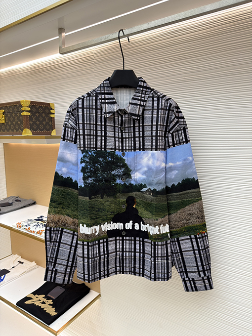 ルイヴィトン チェック柄長袖シャツ