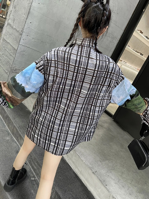 ルイヴィトン チェック柄長袖シャツ