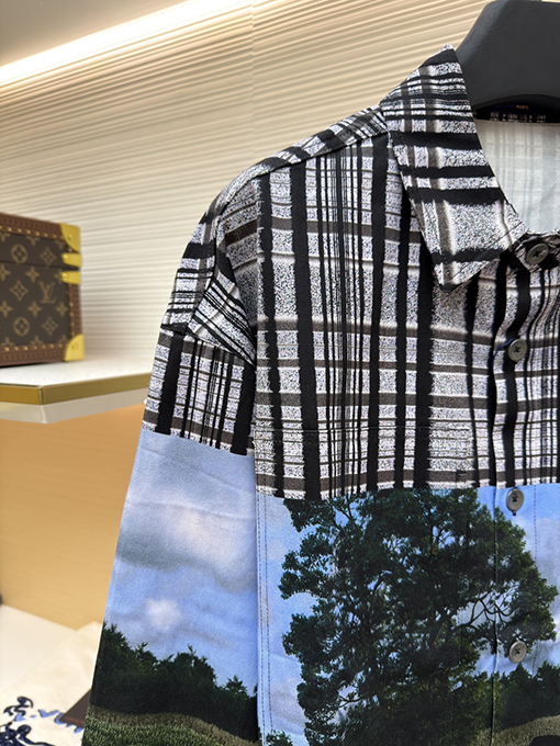 ルイヴィトン チェック柄長袖シャツ