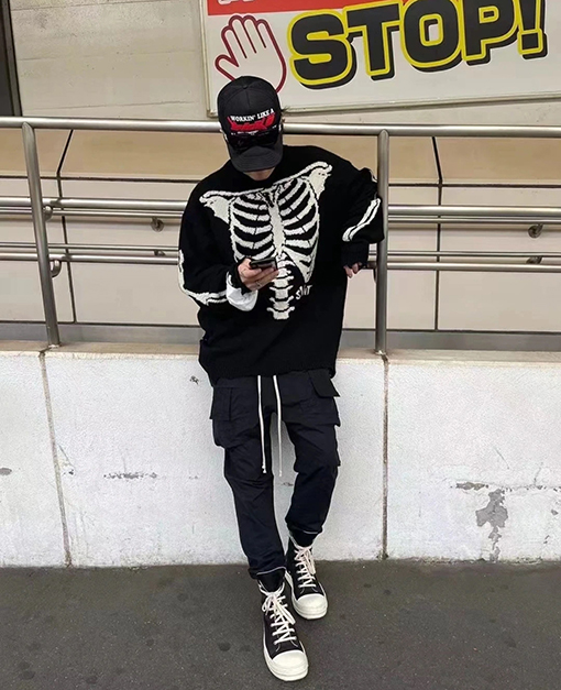 セントマイケル Vlone 破壊するをスケルトンがセーター