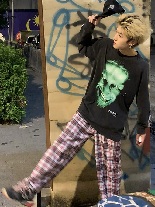 セントマイケルコピー 「スマイリーフェイスロゴ」プリント長袖シャツ