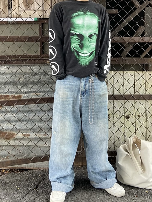 セントマイケルコピー 「スマイリーフェイスロゴ」プリント長袖シャツ