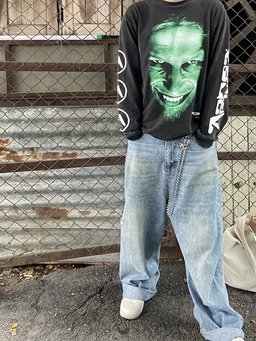 セントマイケルコピー 「スマイリーフェイスロゴ」プリント長袖シャツ