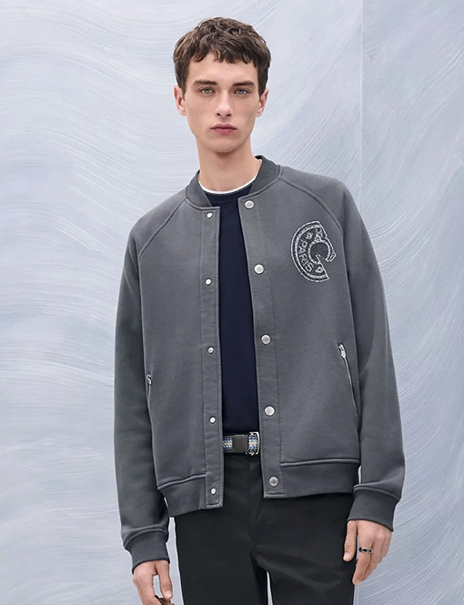 エルメススーパーコピー サドルタオル刺繍入りベースボールジャケット