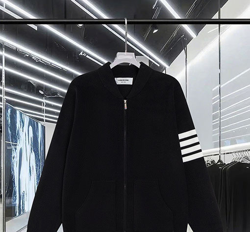 トムブラウン カラーブロックジッパー4本ストライプストライプニットセータージャケットウールセーター