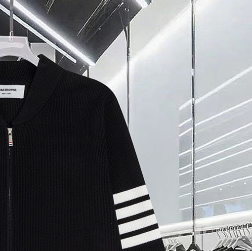 トムブラウン カラーブロックジッパー4本ストライプストライプニットセータージャケットウールセーター