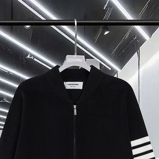 トムブラウン カラーブロックジッパー4本ストライプストライプニットセータージャケットウールセーター