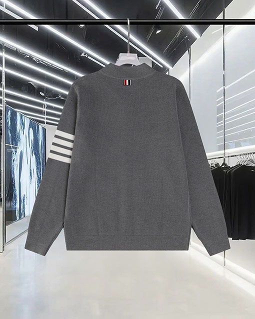 トムブラウン カラーブロックジッパー4本ストライプストライプニットセータージャケットウールセーター