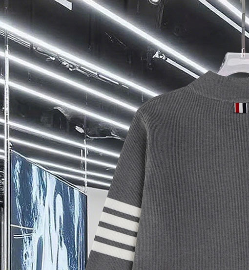 トムブラウン カラーブロックジッパー4本ストライプストライプニットセータージャケットウールセーター