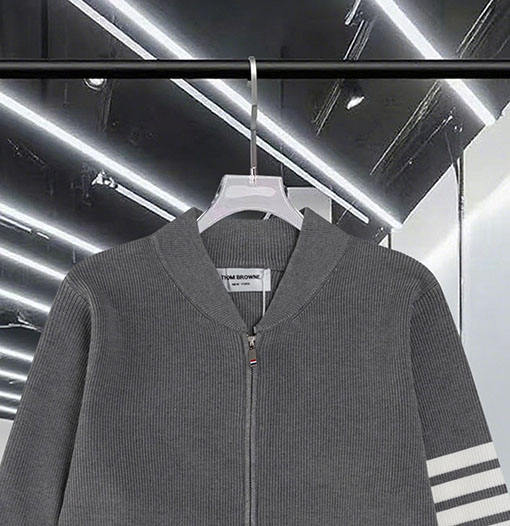 トムブラウン カラーブロックジッパー4本ストライプストライプニットセータージャケットウールセーター